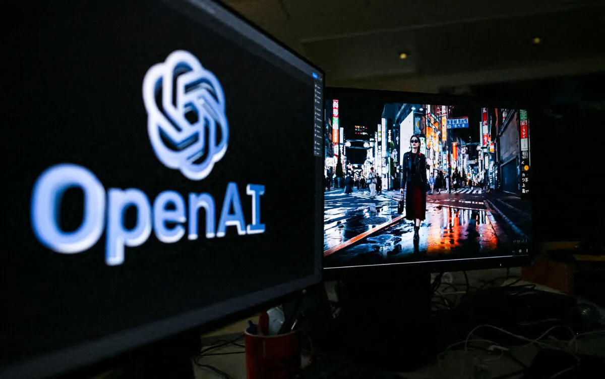 A photo shows a frame of a video generated by a new artificial intelligence tool, dubbed "Sora," unveiled by the company OpenAI, in Paris on Feb. 16, 2024. (Stefano Rellandini/AFP via Getty Images)