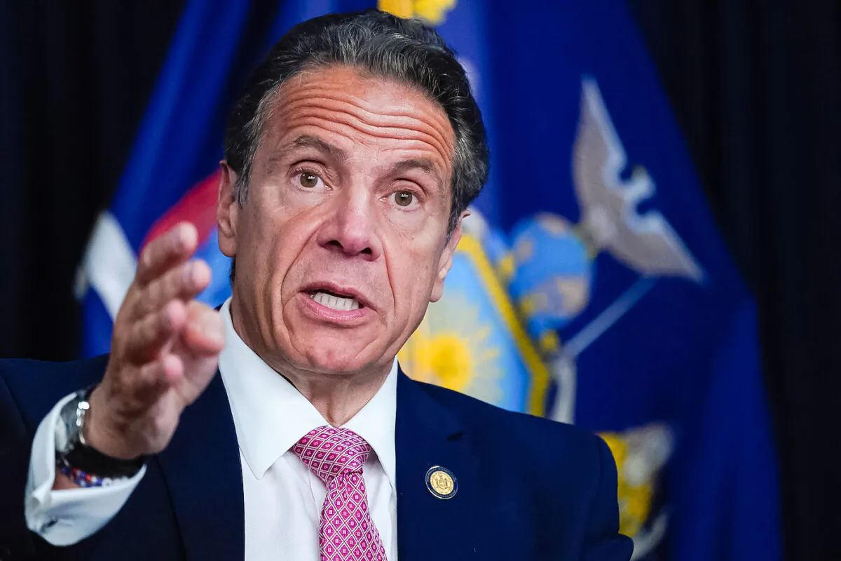 New York Gov. Andrew Cuomo speaks during a news conference in New York City, on May 10, 2021. (Mary Altaffer/Getty Images)