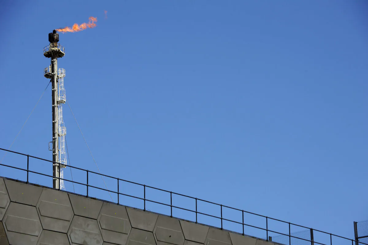 A gas flare burns at the Shetland Gas Plant during its inauguration in the Shetlands, Scotland, on May 16, 2016. (Andy Buchanan/AFP via Getty Images)