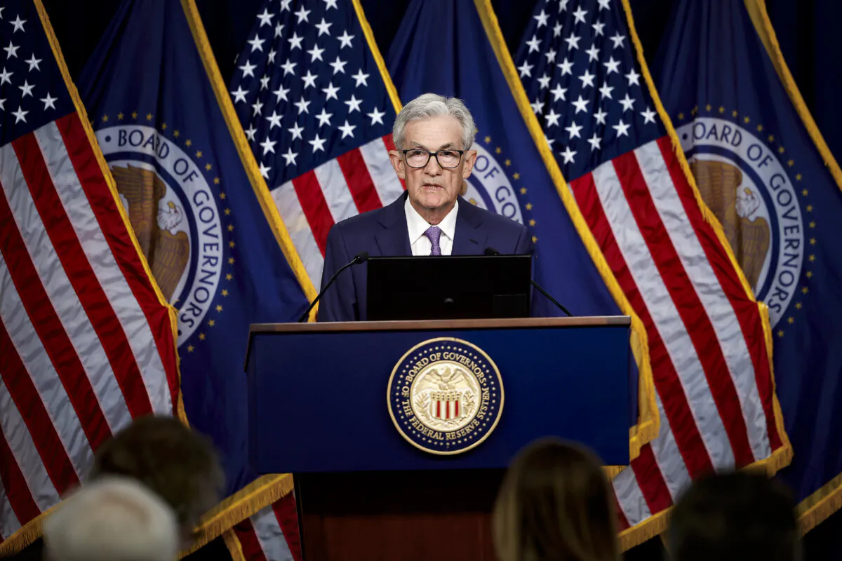 Federal Reserve Chair Jerome Powell announces that interest rates will remain unchanged during a news conference at the Federal Reserves’ William McChesney Martin building in Washington on June 12, 2024. (Kevin Dietsch/Getty Images)