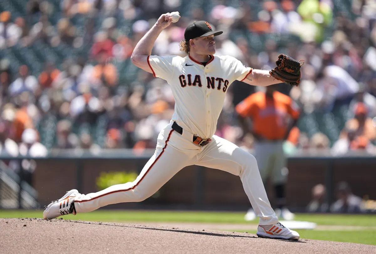 Logan Webb (62) of the San Francisco Giants pitches against the Houston Astros in the top of the first inning on June 12, 2024. (Thearon W. Henderson/Getty Images)