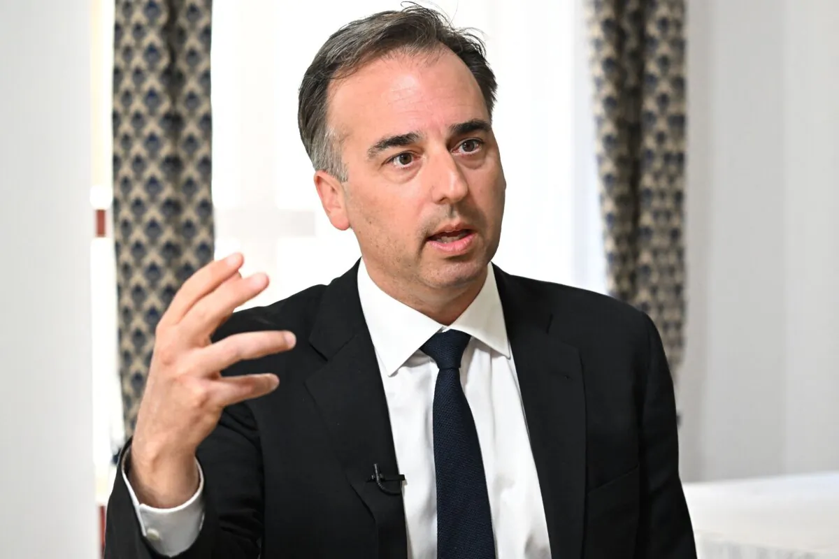 David Pressman, U.S. Ambassador to Hungary, is interviewed in Beregdaroc, eastern Hungary, on May 3, 2023. (Attila Kisbenedek/AFP via Getty Images)