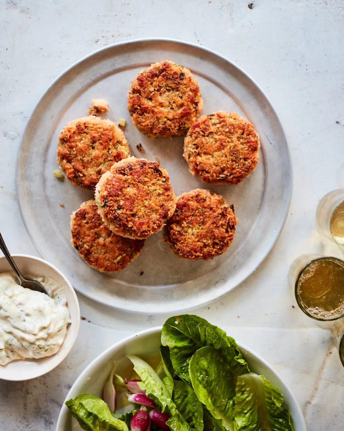 Salmon cakes are cheaper to make than crab cakes but also very tasty. (Courtesy of Jennifer Segal)