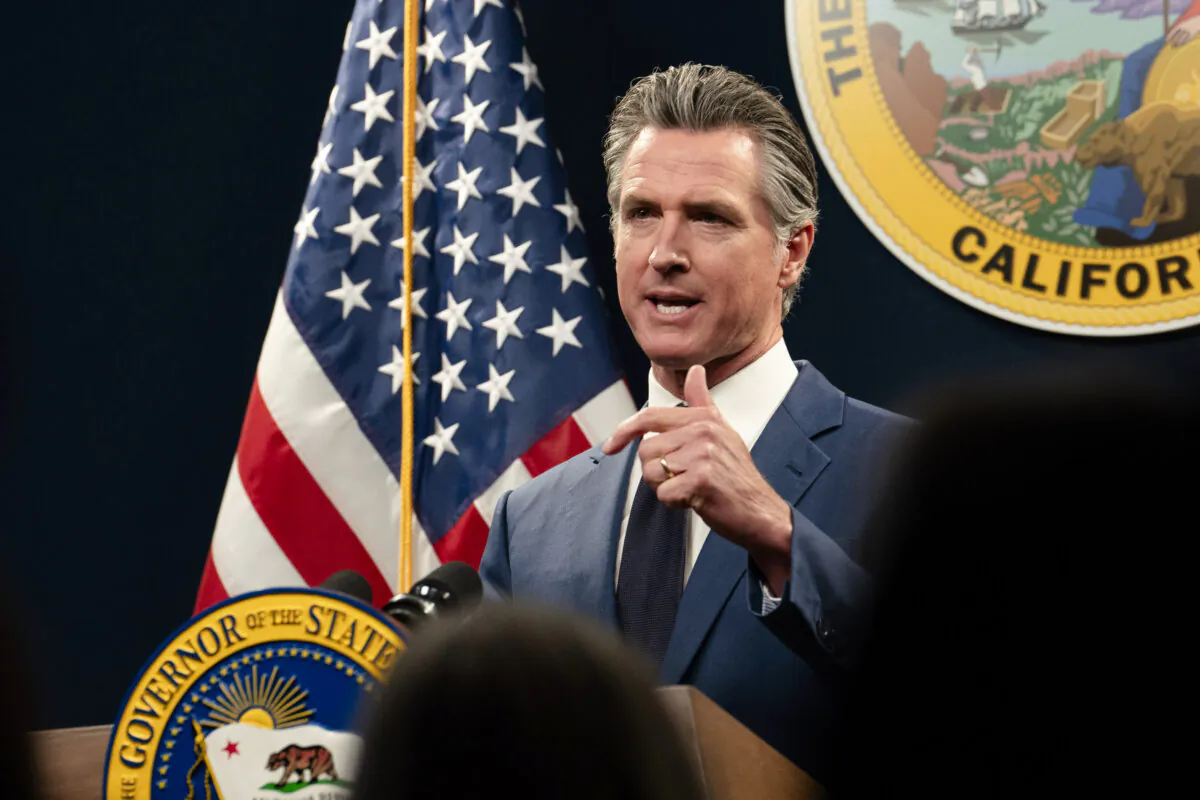 California Gov. Gavin Newsom answers a question during a news conference in Sacramento on May 10, 2024. (Rich Pedroncelli/AP Photo)