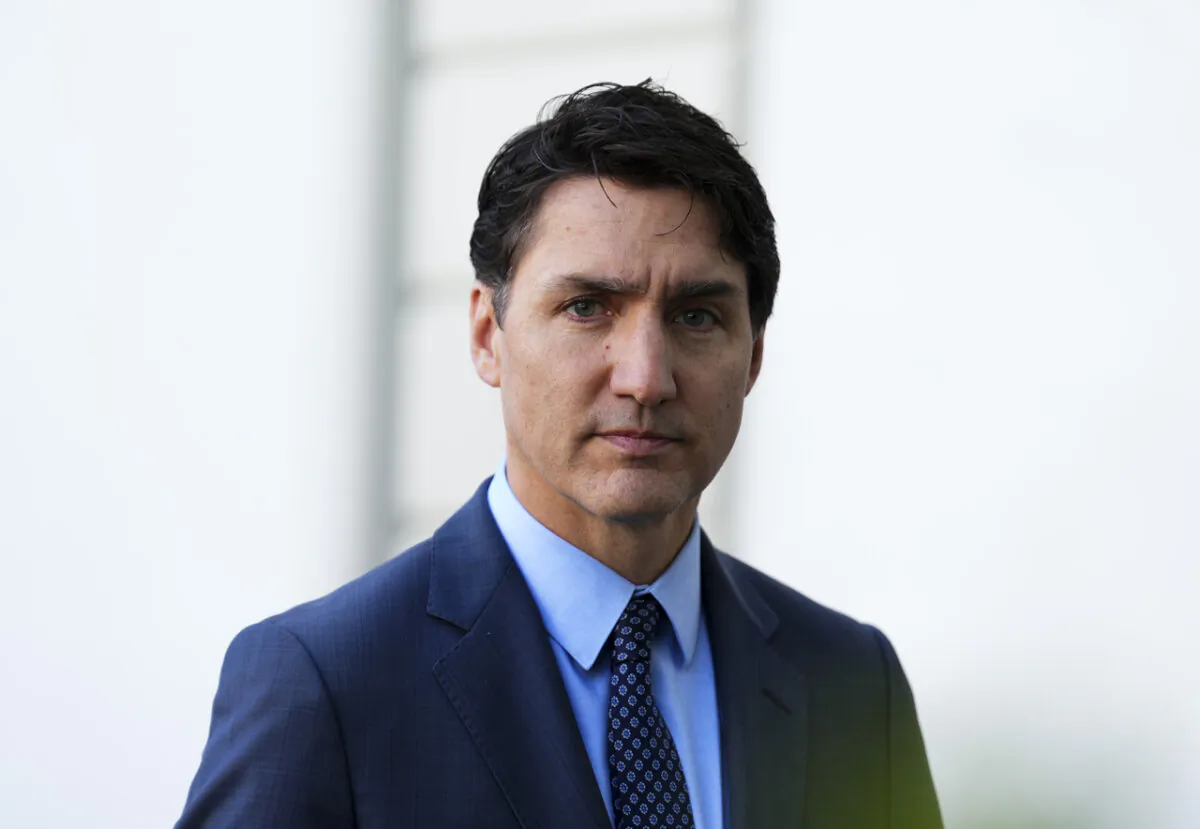 Prime Minister Justin Trudeau arrives to talk to reporters at the Ukraine peace summit media centre at the Burgenstock Resort in Obburgen, Switzerland on June 16, 2024. (The Canadian Press/Sean Kilpatrick)