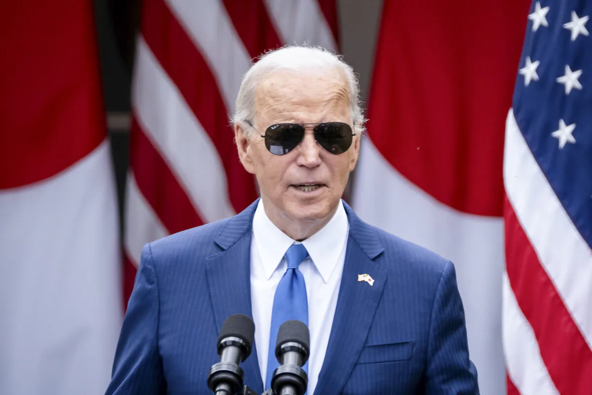 President Joe Biden speaks in Washington on April 10, 2024. (Madalina Vasiliu/The Epoch Times)