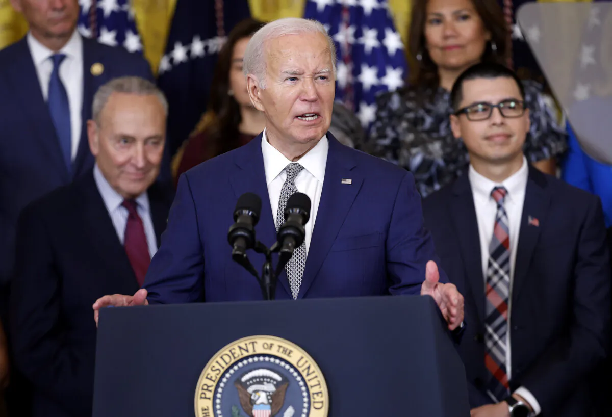President Joe Biden speaks at an event marking the 12th anniversary of the Deferred Action for Childhood Arrivals (DACA) program in the East Room at the White House on June 18, 2024. (Kevin Dietsch/Getty Images)
