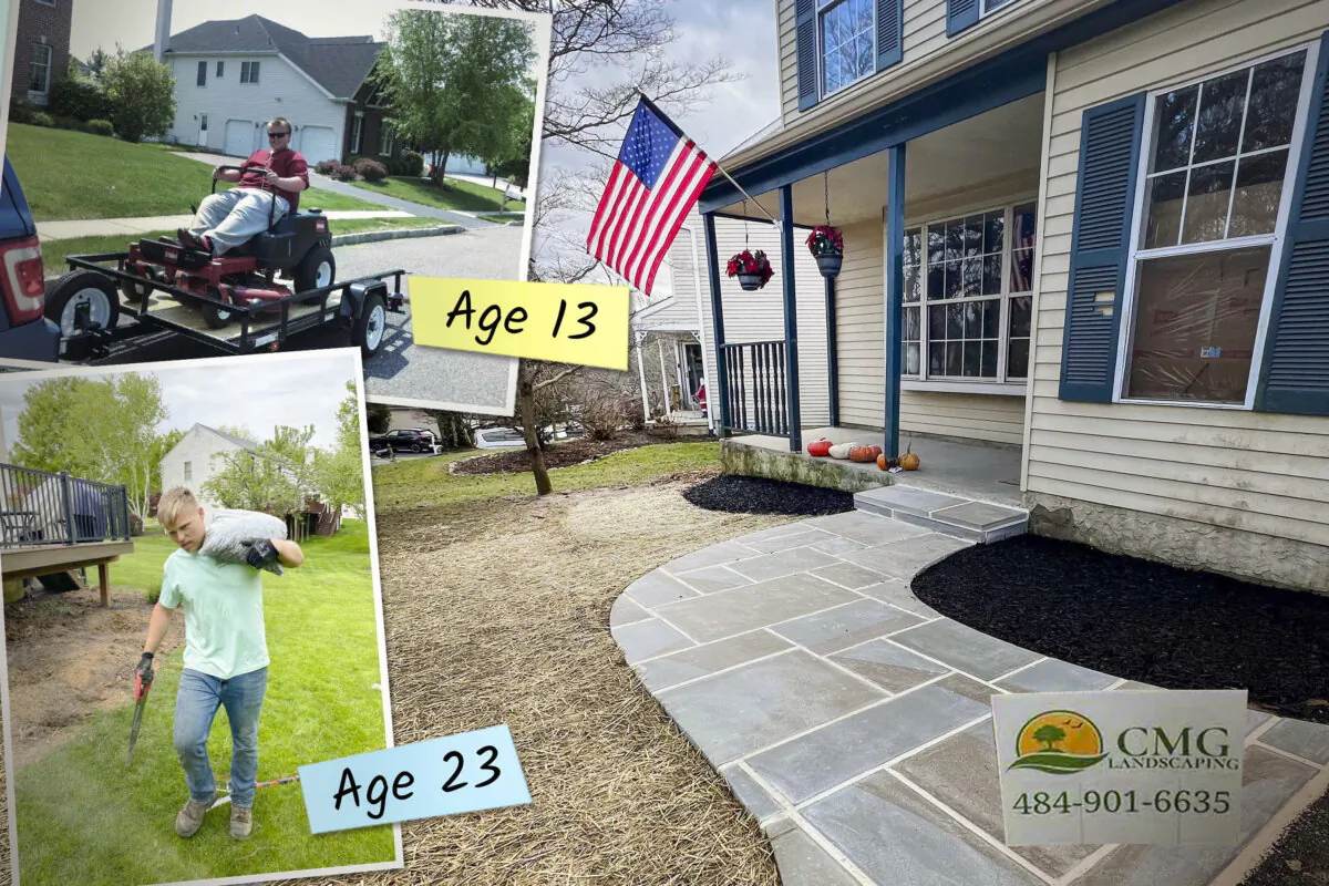 Mr. Gallagher at work. (Illustration by The Epoch Times, Courtesy of CMG Landscaping)