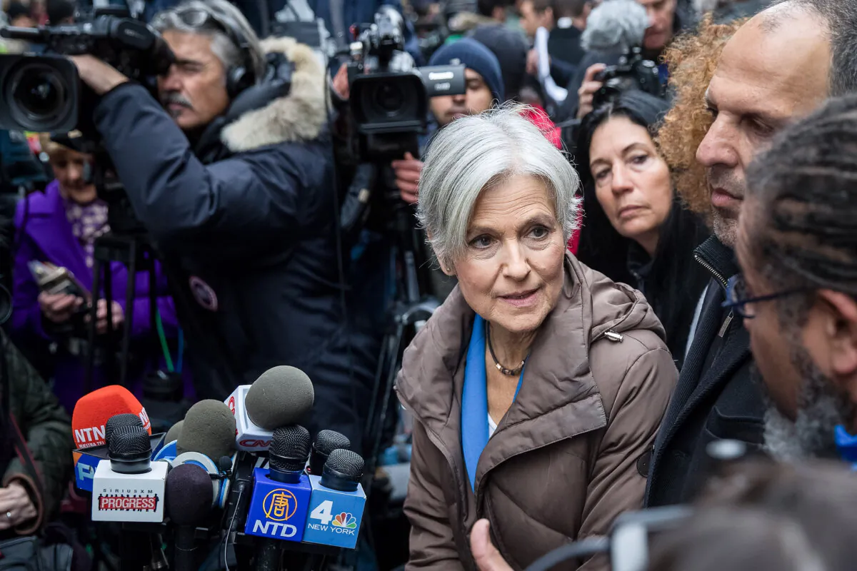 Green Party presidential candidate Jill Stein speaks at a news conference on Fifth Avenue in New York City on Dec. 5, 2016. (Drew Angerer/Getty Images)