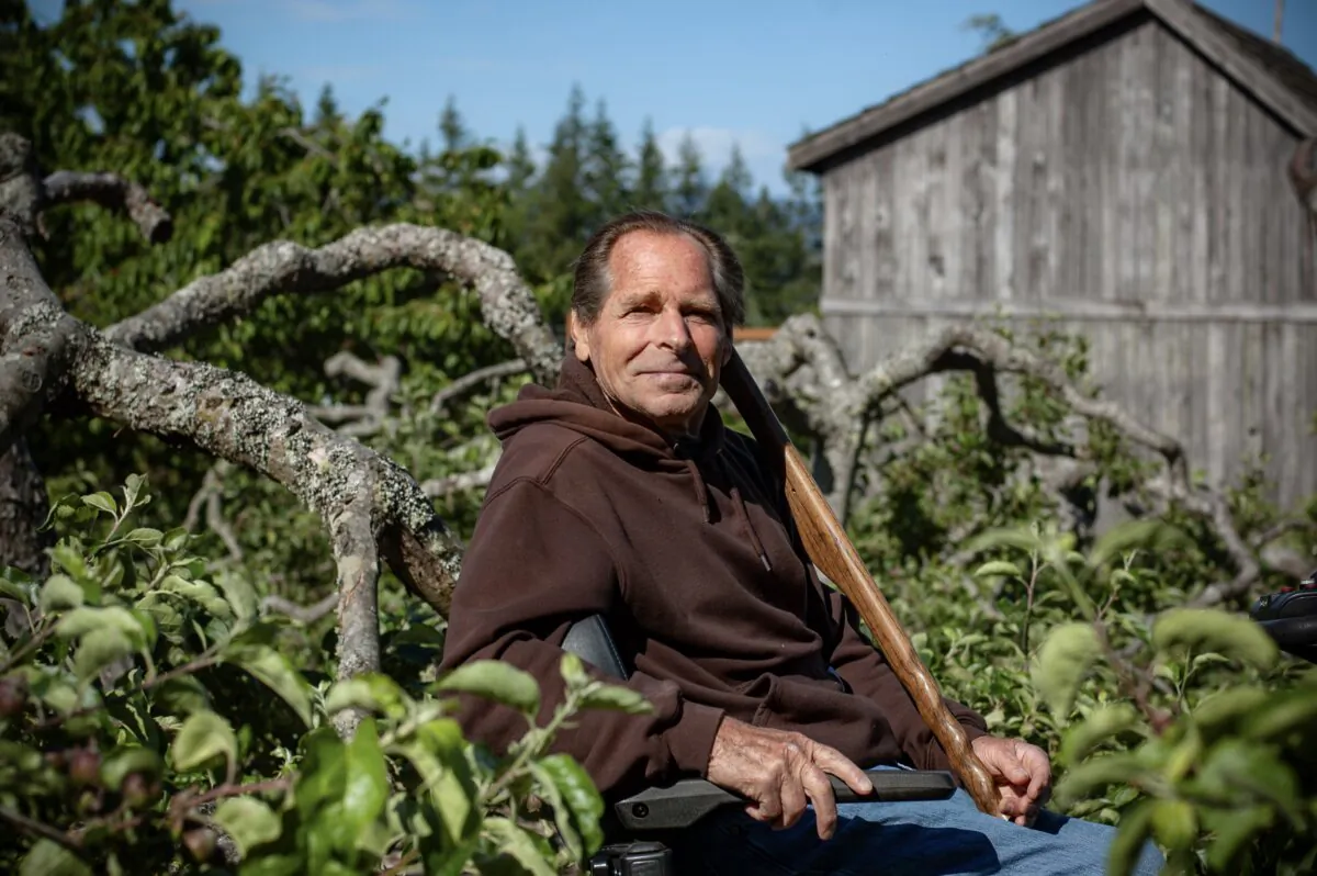 Arborist and master
gardener Paul Gautschi at his orchard on the Olympic Peninsula of Washington. (Jennifer Schneider for American Essence)