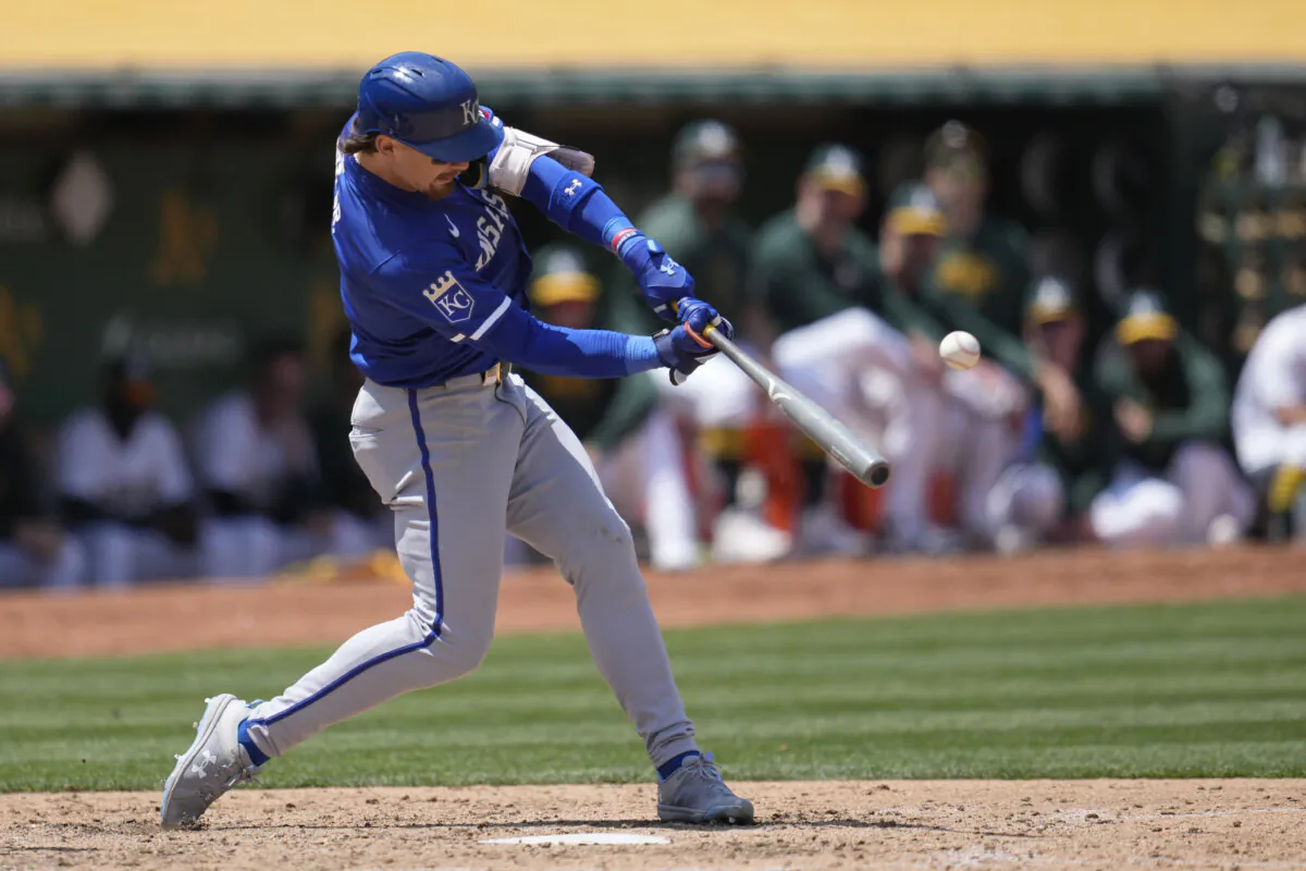 The Royals' Bobby Witt Jr. connects for a game-winning home run against the A's in Oakland, Calif., on June 20, 2024. (Jeff Chiu/AP Photo)