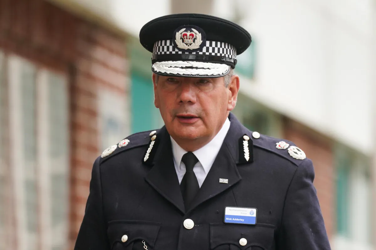 Suspended Chief Constable Nick Adderley leaves Northampton Saints Stadium on the first day of his misconduct hearing, in Northampton, England, on May 28, 2024. (Jacob King/PA)