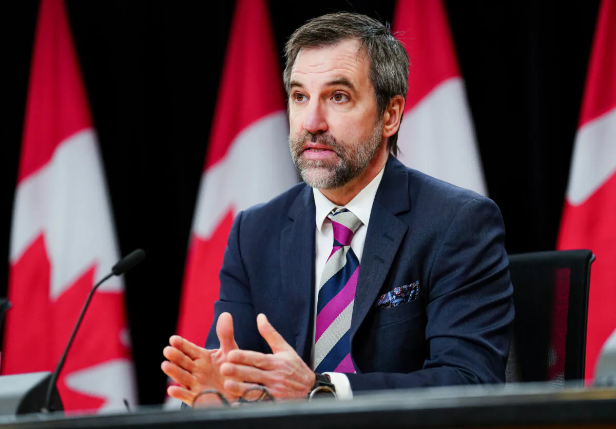Minister of Environment and Climate Change Steven Guilbeault speaks during a press conference at the National Press Theatre in Ottawa, May 7, 2024. (THE CANADIAN PRESS/Sean Kilpatrick)
