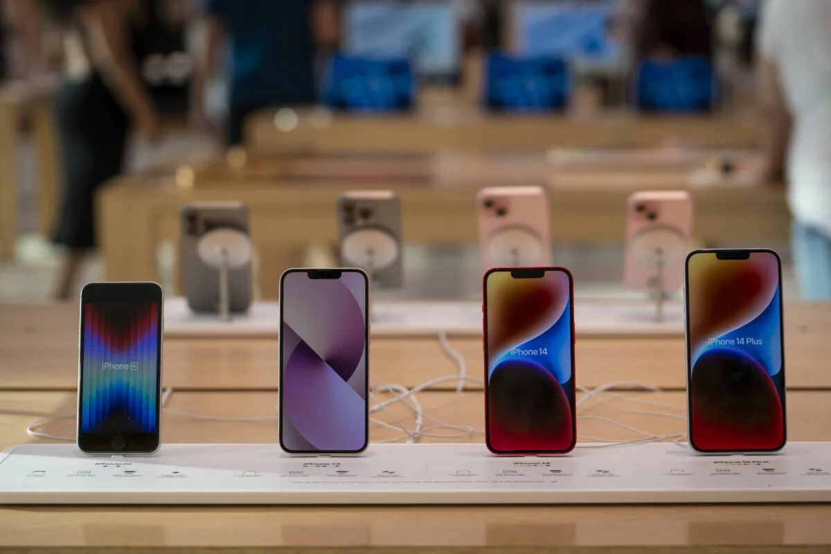 Apple products at an Apple Store in Columbia, Md., on June 20, 2024. (Madalina Vasiliu/The Epoch Times)