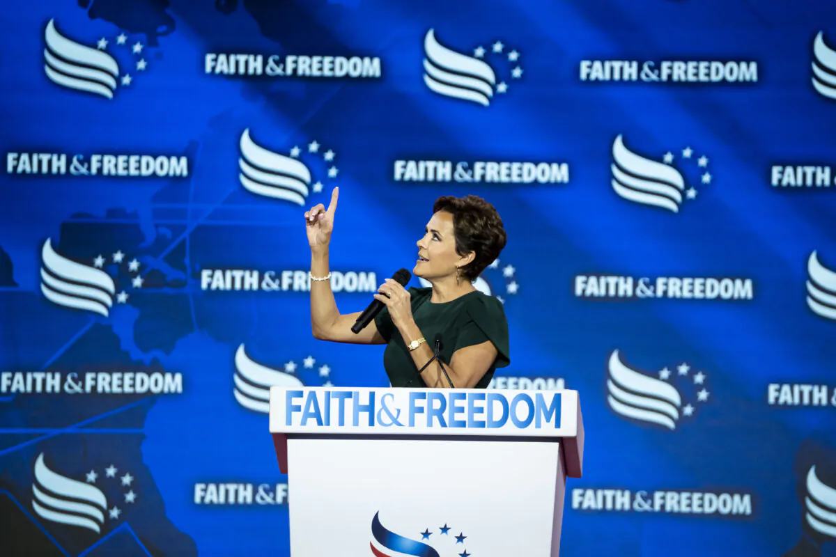 Kari Lake speaks at the 2024 Road to Majority Conference in Washington on June 21, 2024. (Madalina Vasiliu/The Epoch Times)