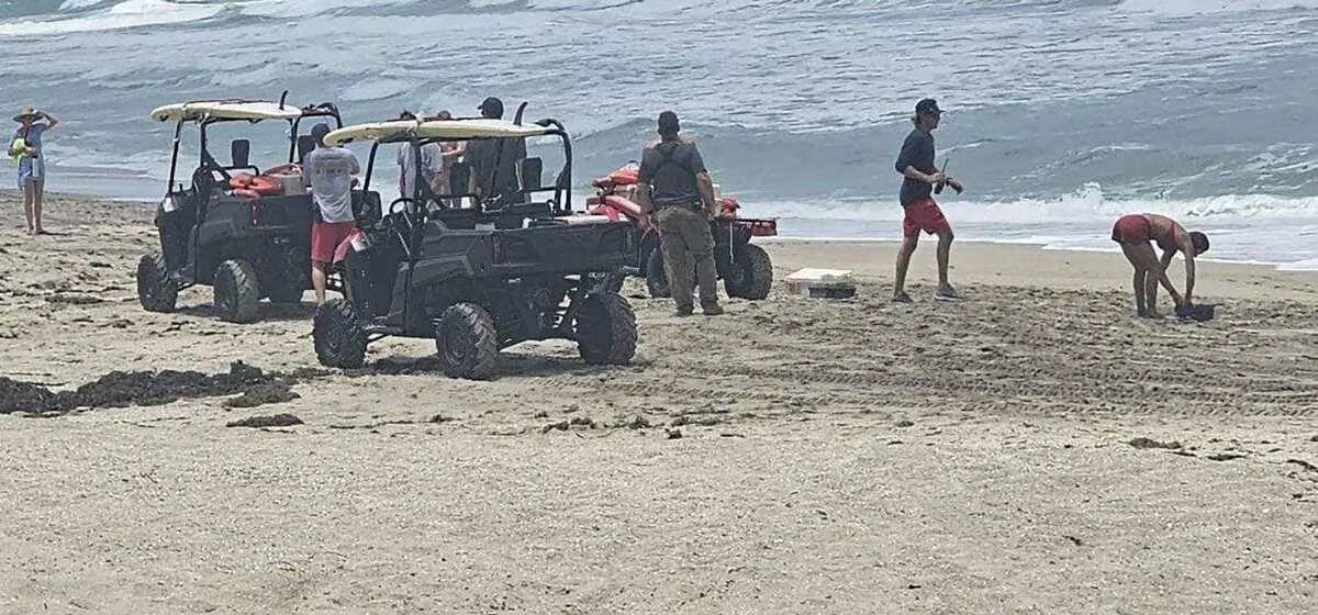 First responders at the scene where a Pennsylvania couple were caught in a rip current while swimming on Hutchinson Island, Fla., on June 20, 2024. (Martin County Sheriff's Office)