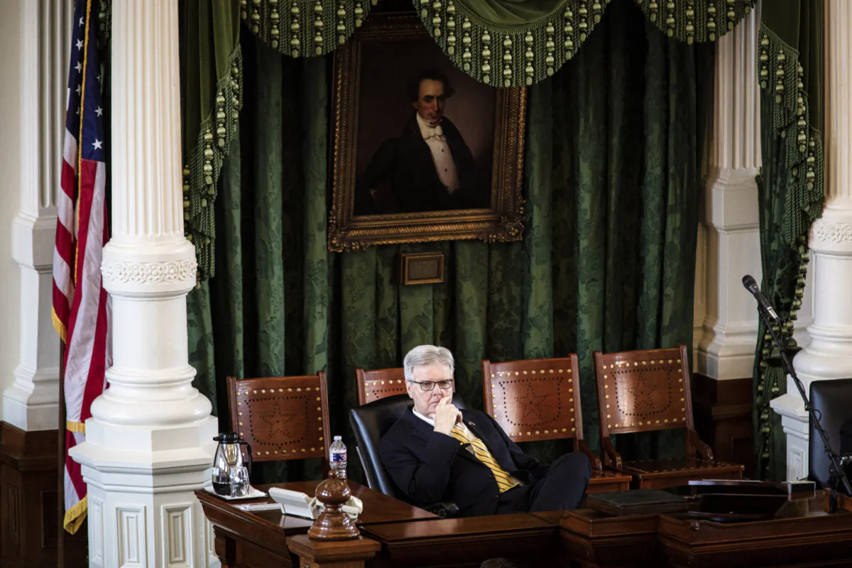 ieutenant Governor of Texas Dan Patrick in the Senate chamber at the State Capitol in Austin, Texas, on Sept. 20, 2021.  (Tamir Kalifa/Getty Images)