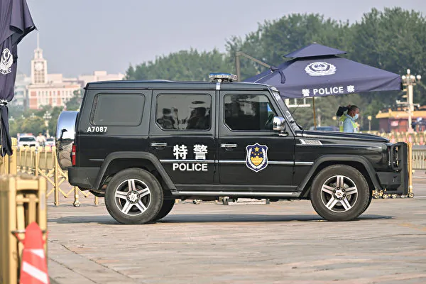 A police car in Tiananmen Square, Beijing, on June 4, 2024. (Adek Berry/AFP via Getty Images)
