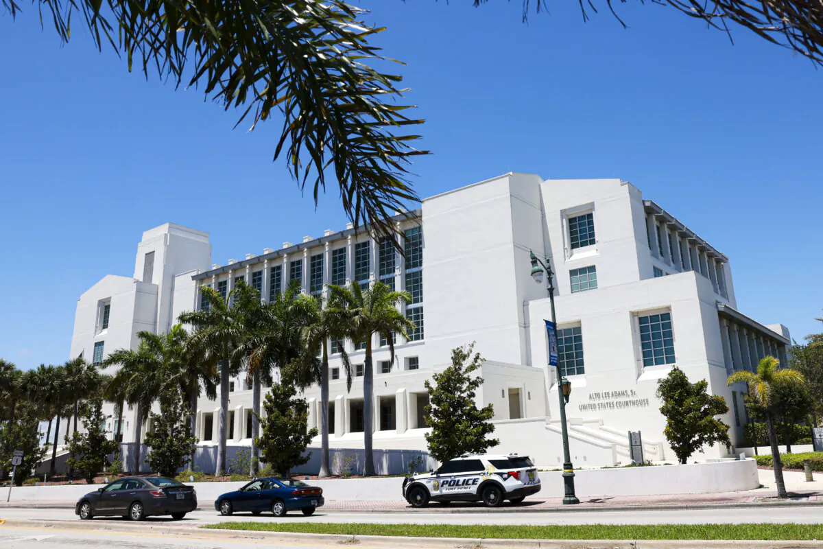 The Alto Lee Adams Sr. United States Courthouse, where U.S. District Judge Aileen Cannon is holding a hearing regarding former President Donald Trump in Fort Pierce, Fla., on May 22, 2024. (Joe Raedle/Getty Images)