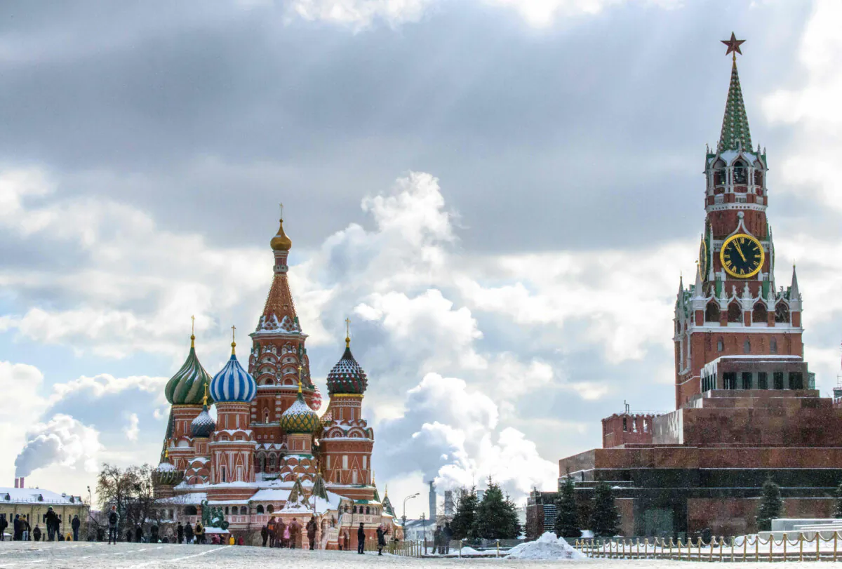 St. Basil's Cathedral and the Kremlin in Moscow on March 16, 2018. (Mladen Antonov/AFP via Getty Images)