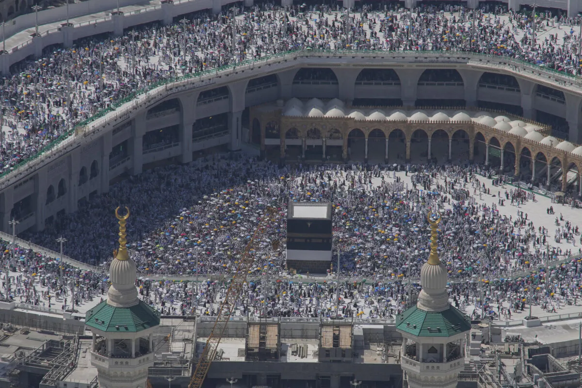 Muslim pilgrims circumambulate the Kaaba, the cubic building at the Grand Mosque, during the annual Hajj pilgrimage in Mecca, Saudi Arabia, on June 17, 2024. (Rafiq Maqbool/AP Photo)