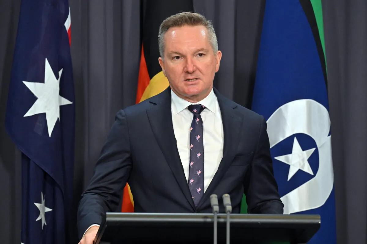 Minister for Climate Change Chris Bowen speaks to the media during a press conference at Parliament House in Canberra, Australia, on March 19, 2024. (AAP Image/Mick Tsikas)