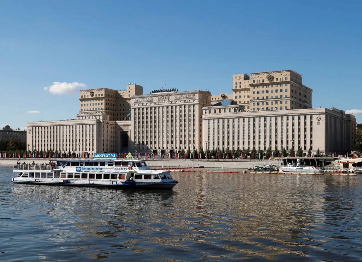 The headquarters of Russia's Ministry of Defense in Moscow on Sept. 10, 2022. (Shamil Zhumatov/Reuters)