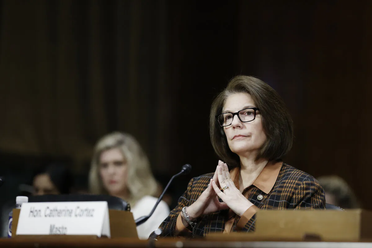 Sen. Catherine Cortez Masto (R-Nev.) speaks during a hearing with the Senate Judiciary subcommittee on Capitol Hill on June 12, 2024. (Anna Moneymaker/Getty Images)