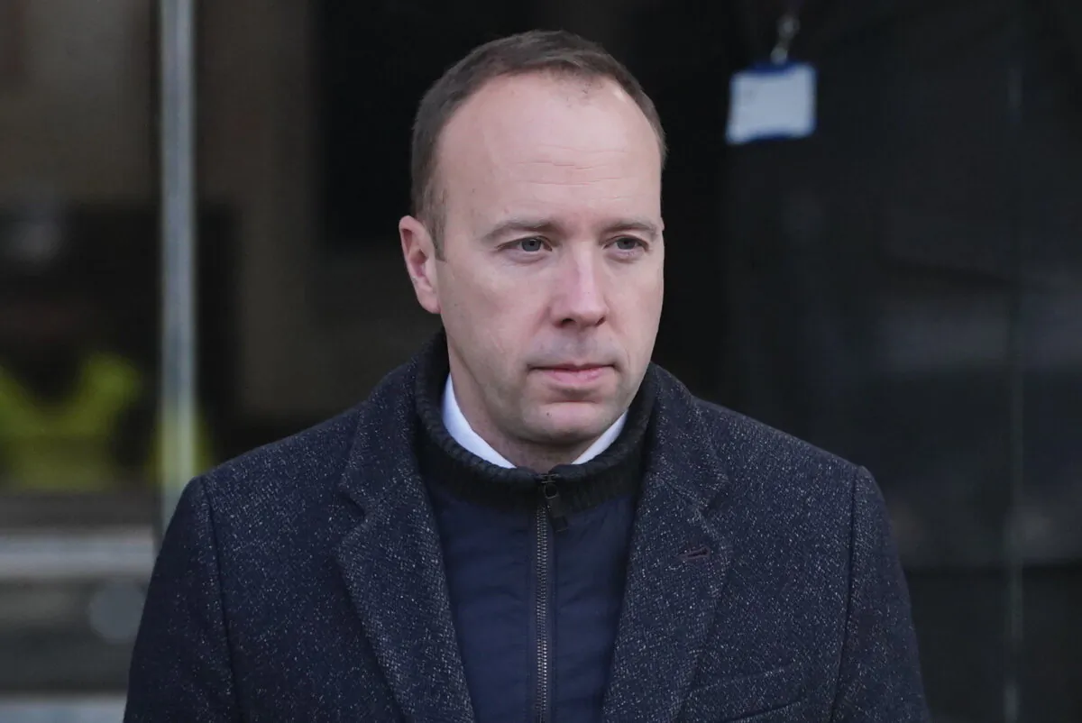 Former Health Secretary Matt Hancock leaving Dorland House in London on Dec. 1, 2023. (Jordan Pettitt/PA)