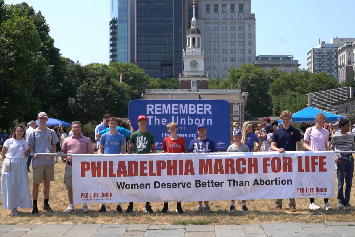 Members of the Pro-Life Union of Greater Philadelphia attended the 4th Annual March for Life and Rally at Independence Mall in Philadelphia, Pa., on June 22, 2024. (William Huang/The Epoch Times)