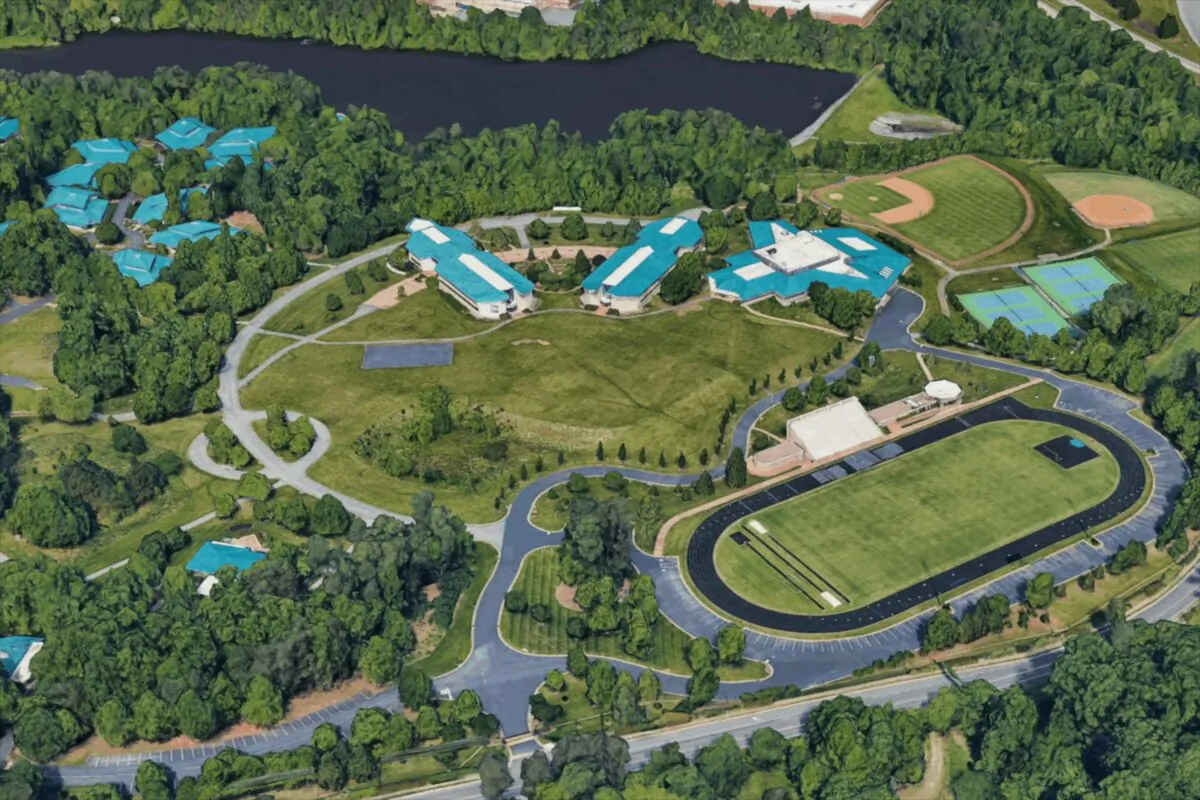 The 100-acre Greensboro campus owned by American Hebrew Academy. (Screenshot via The Epoch Times, Google Earth)