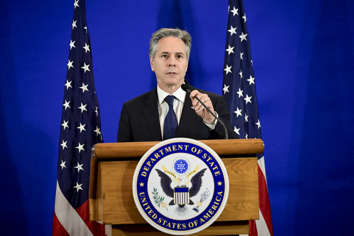 Secretary of State Antony Blinken speaks during a press conference in Rio de Janeiro on Feb. 22, 2024. (Pablo Porciuncula/AFP via Getty Images)