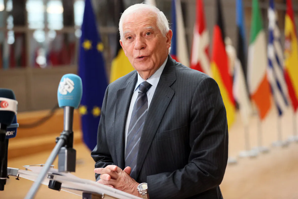 European Union High Representative for Foreign Affairs and Security Policy Josep Borrell delivers a statement at the EU's headquarters in Brussels, on May 27, 2024. (Francois Walschaerts/ AFP via Getty Images)