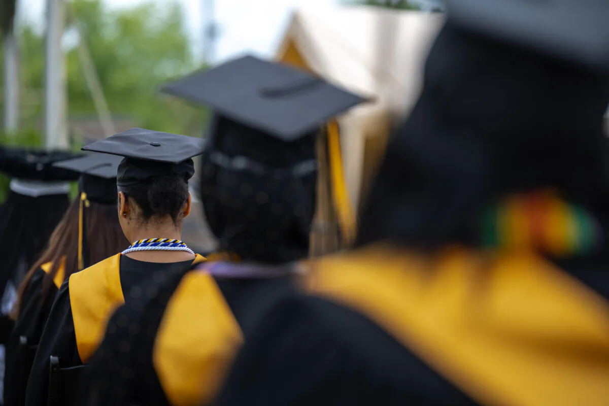 Caps and gowns during a graduation ceremony in a file photo. (Jon Cherry/Getty Images)