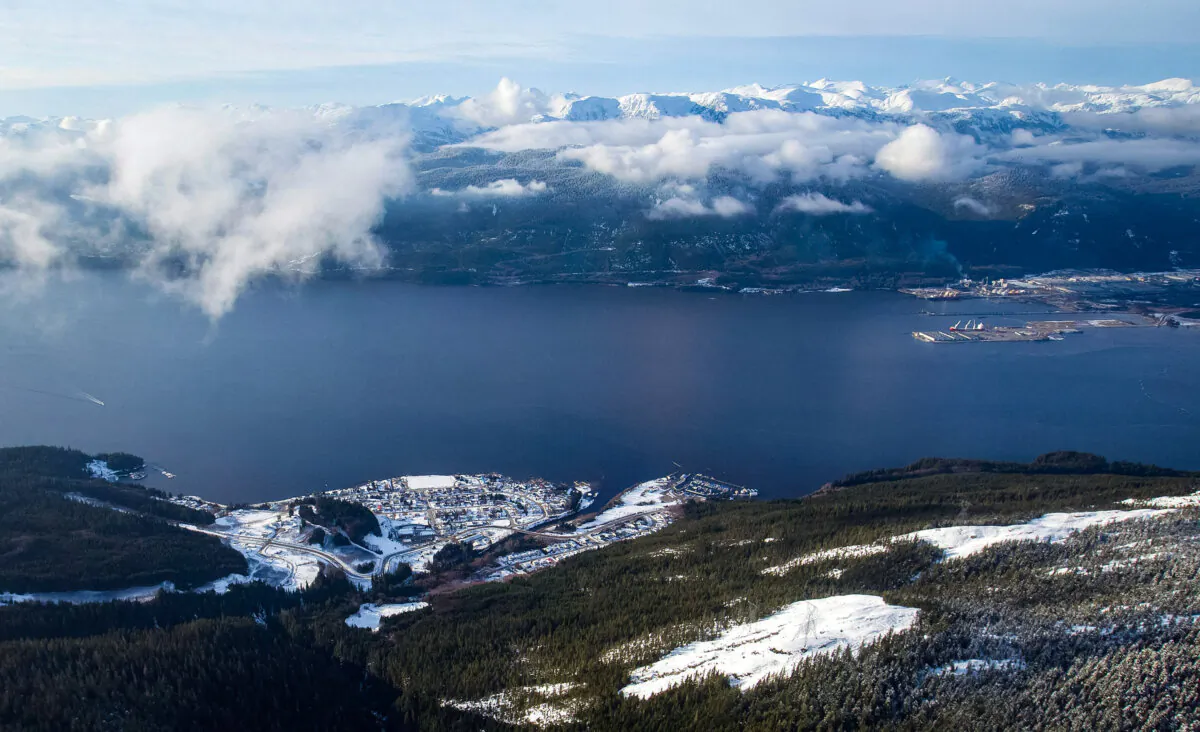 The Haisla First Nation's Kitimaat Village is seen in an aerial view along the Douglas Channel near Kitimat, B.C., on Jan. 10, 2012. (The Canadian Press/Darryl Dyck)