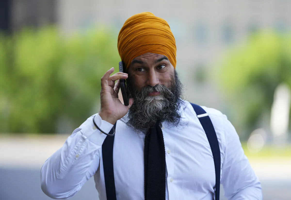 NDP Leader Jagmeet Singh arrives on Parliament Hill in Ottawa on June 19, 2024. (The Canadian Press/Sean Kilpatrick)
