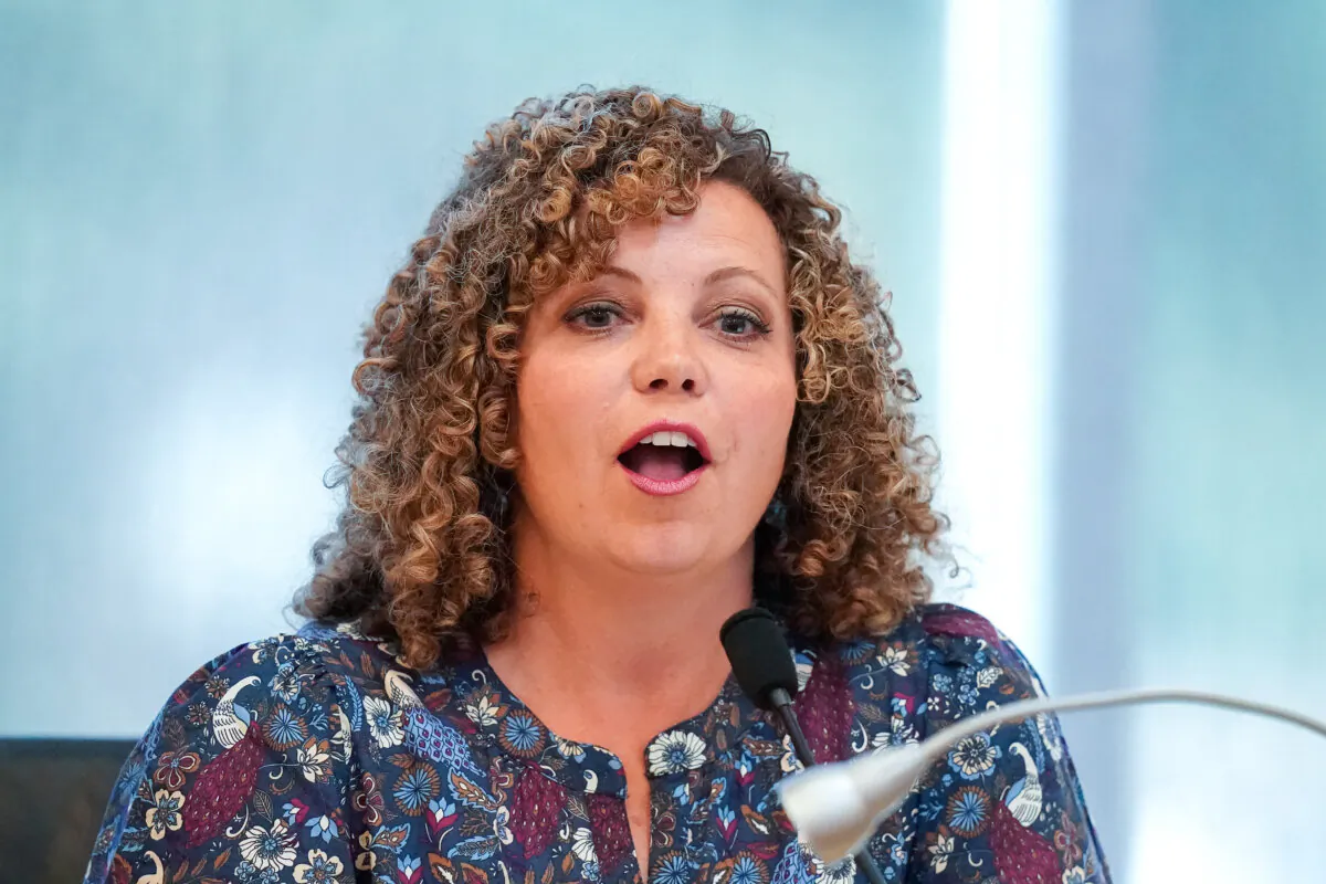 Celeste Maloy speaks during the second Congressional District Republican primary debate for outgoing Rep. Chris Stewart's seat, in Farmington, Utah, on Aug. 4, 2023. (Rick Bowmer/AP Photo)