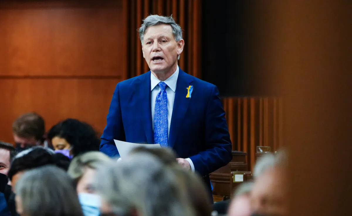 Liberal MP Terry Duguid stands during question period in the House of Commons on Parliament Hill in Ottawa on March 29, 2022. (The Canadian Press/Sean Kilpatrick)