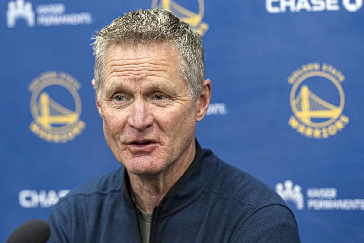 Golden State Warriors head coach Steve Kerr speaks in New York on Feb. 29, 2024. (Peter K. Afriyie/AP Photo)