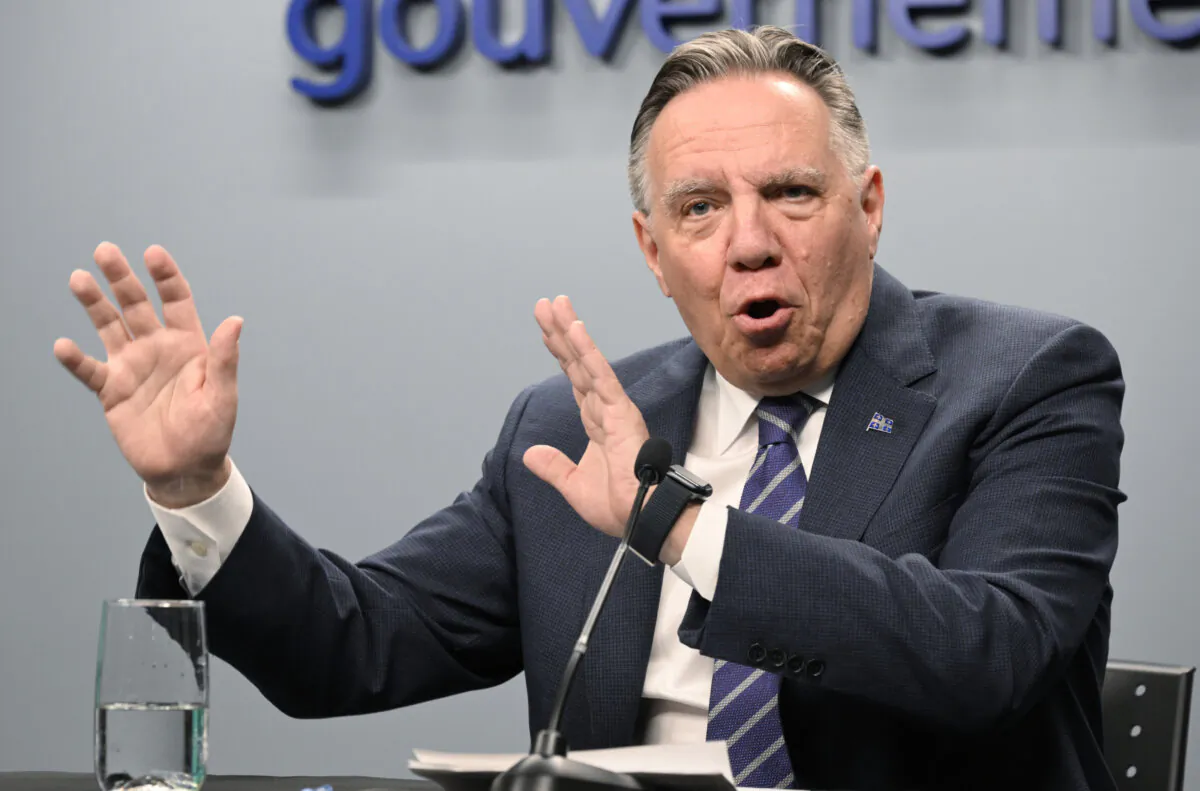 Quebec Premier Francois Legault comments on the report from the Caisse de Depot et Placement du Quebec on mobility in Quebec City, on June 13, 2024 in Quebec City. (The Canadian Press/Jacques Boissinot)
