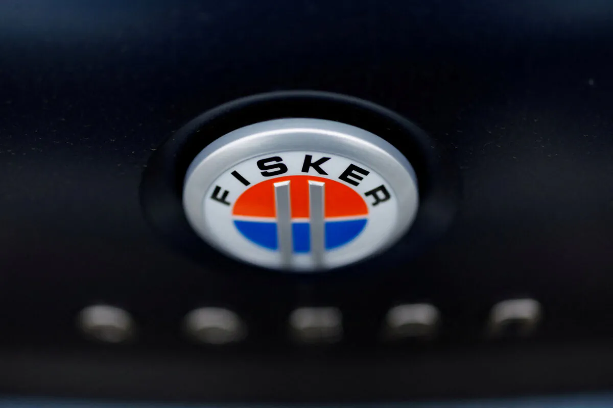 The Fisker logo is shown on the back of a Fisker Ocean electric SUV vehicle at one of the company’s sales, service ands delivery centers in Vista, Calif., on May 22, 2024. (Mike Blake/Reuters, File Photo)
