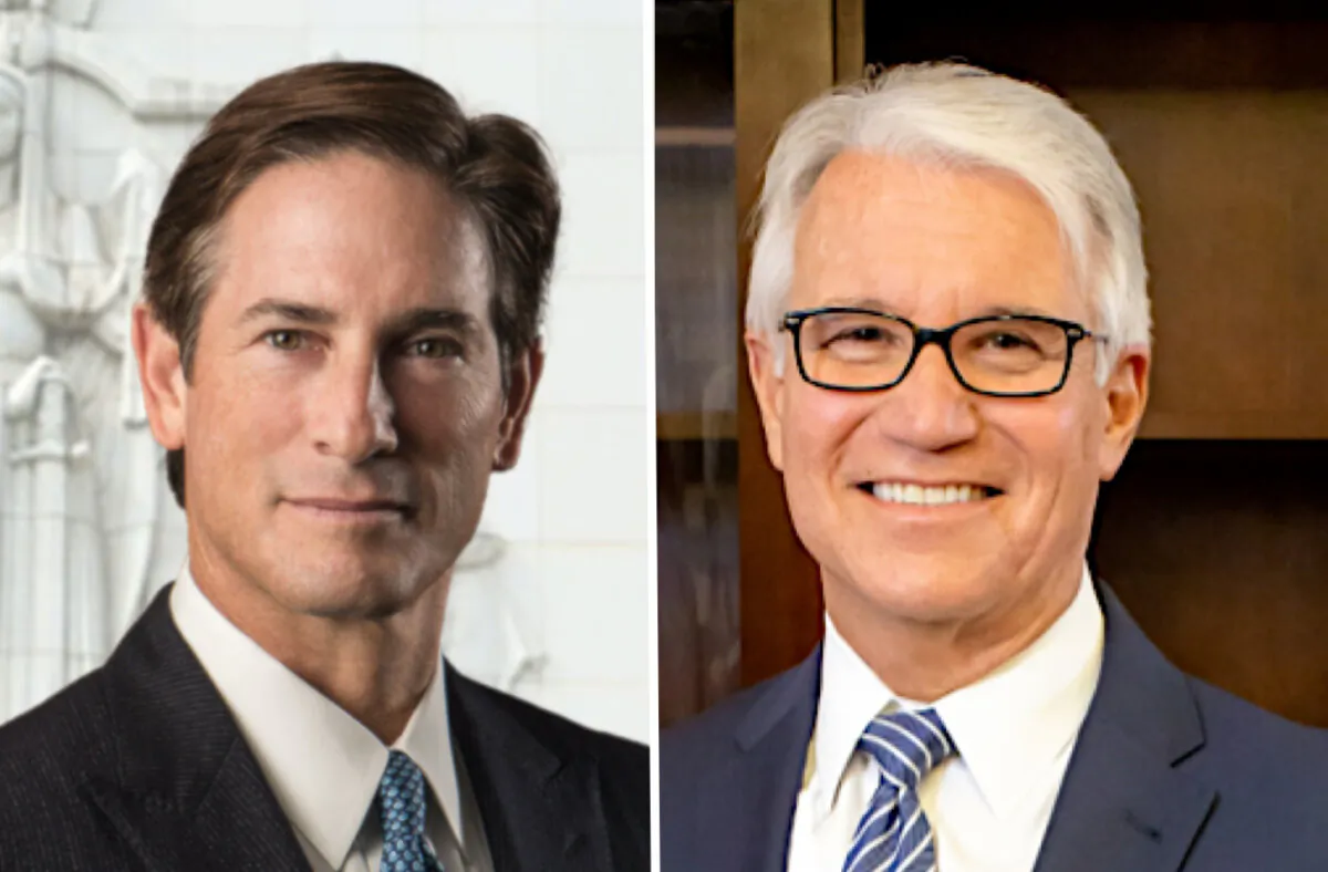 (L) Former federal prosecutor Nathan Hochman. (Courtesy of Nathan Hochman for LA District Attorney 2024); (R) Los Angeles County District Attorney George Gascón. (Public Domain)