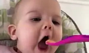 Baby Gets Excited to Eat