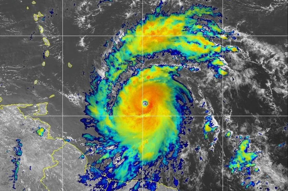 A National Oceanic and Atmospheric Administration satellite image shows Hurricane Beryl as of Sunday, June 30, 2024. (NOAA)