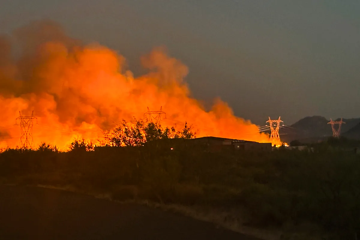 Smoke rising from the Boulder View fire near Phoenix on June 27, 2024. (Department of Forestry and Fire Management via AP)