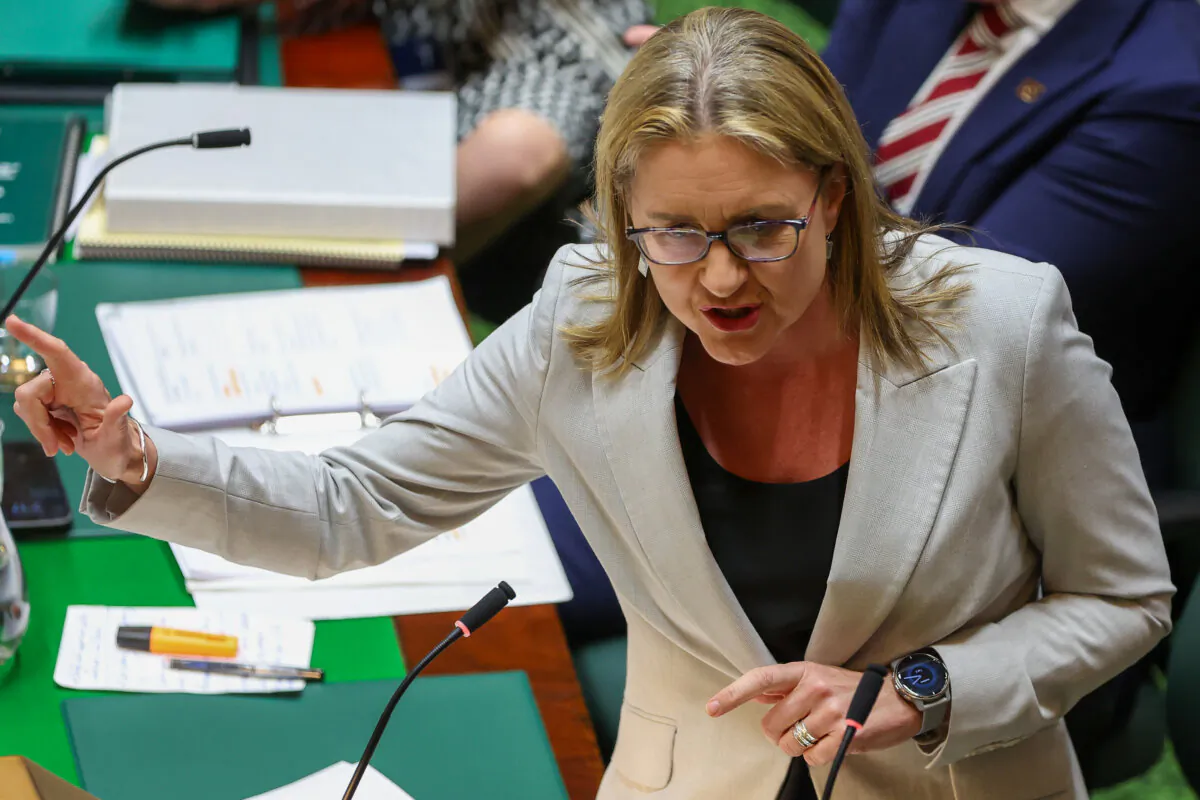 Victorian Premier Jacinta Allan during question time at Victorian Parliament house in Melbourne, Australia, on Oct. 3, 2023. (Asanka Ratnayake/Getty Images)