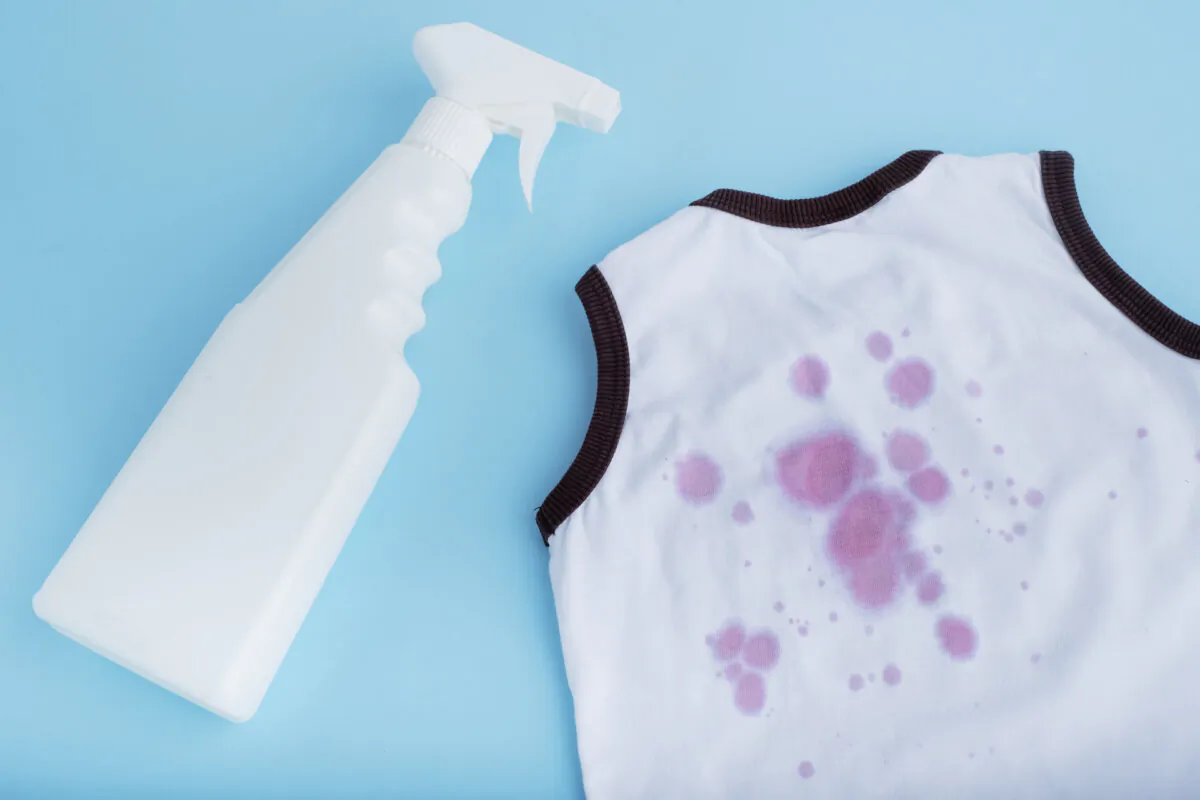 Have a spray bottle of vinegar and water on hand for blueberry stains. (HalynaRom/Shutterstock)