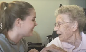 Granddaughter and Grandmother Sing Together