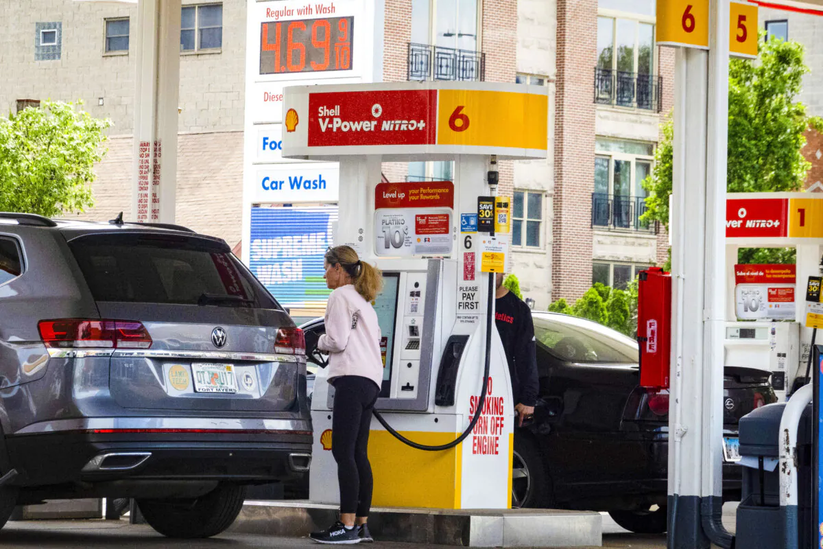 Gas prices at a gas station in Chicago on May 21, 2024. (Scott Olson/Getty Images)