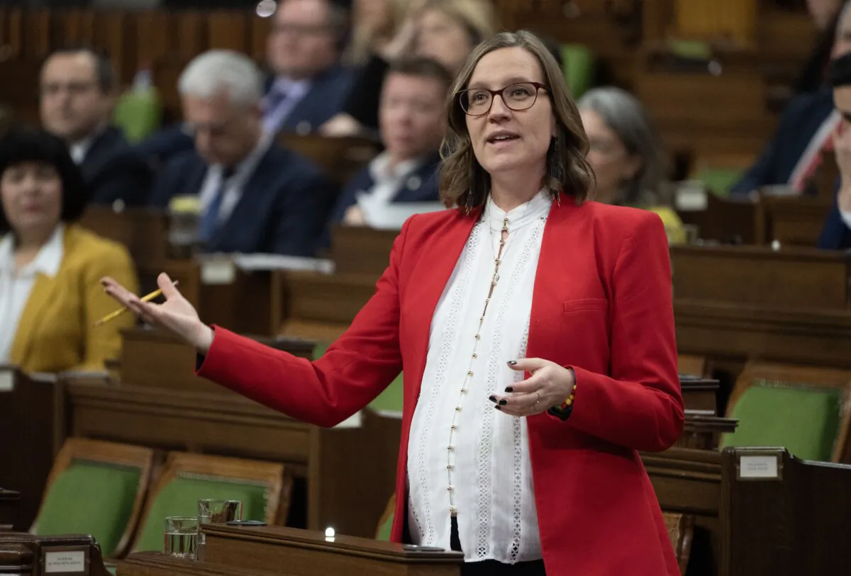Karina Gould, Leader of the Government in the House of Commons rises during Question Period in Ottawa on Dec. 15, 2023. (The Canadian Press/Adrian Wyld)